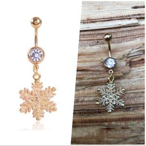 Gold Snowflake Belly Button Navel‎ Ring